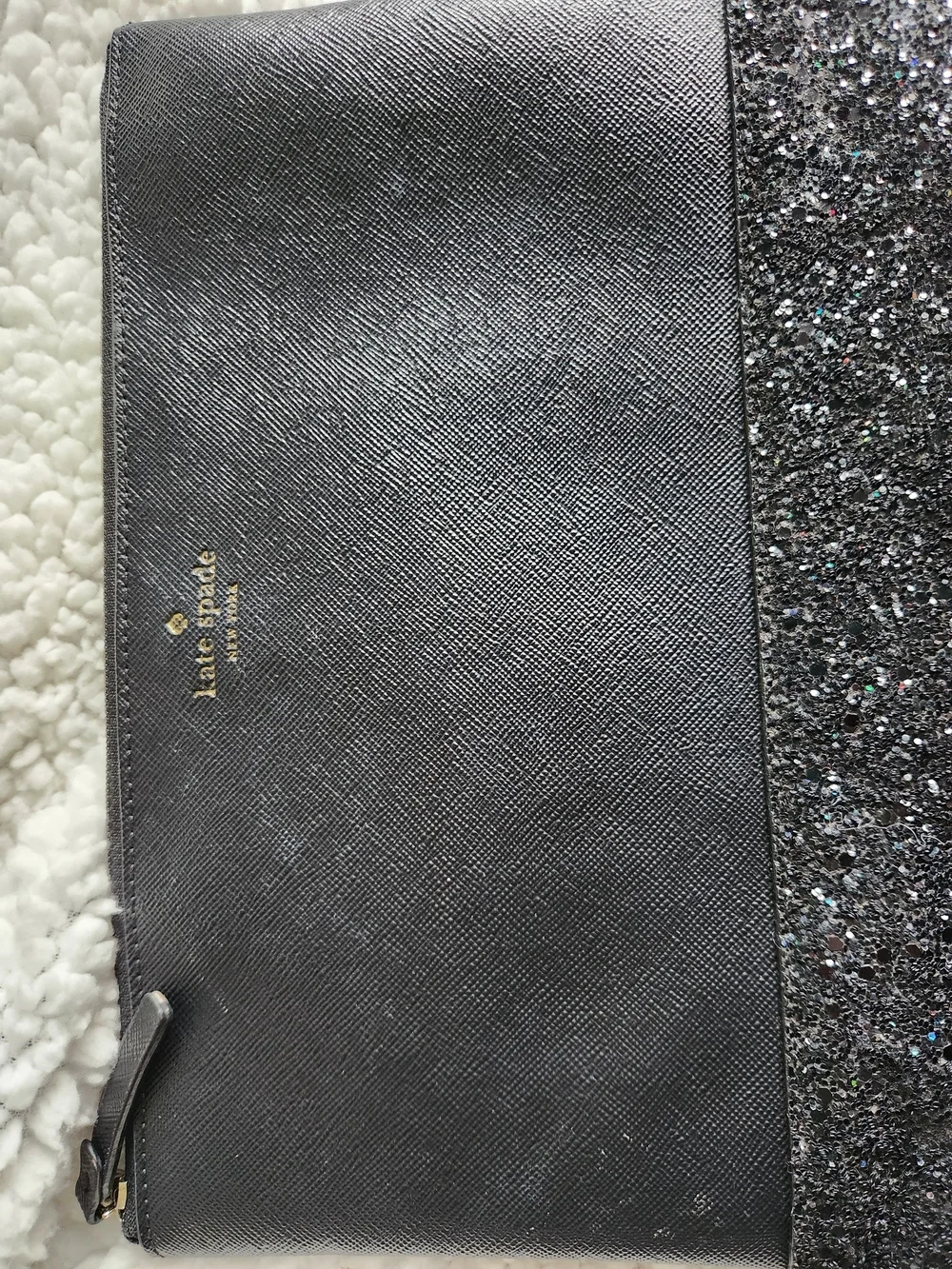 kate spade New York Black Glitter Zip Pouch